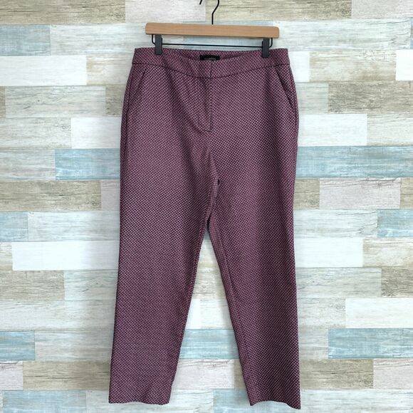 Talbots Heritage Slim Ankle Pants Blue Red Print High Rise Chino Womens 10 - Picture 1 of 8